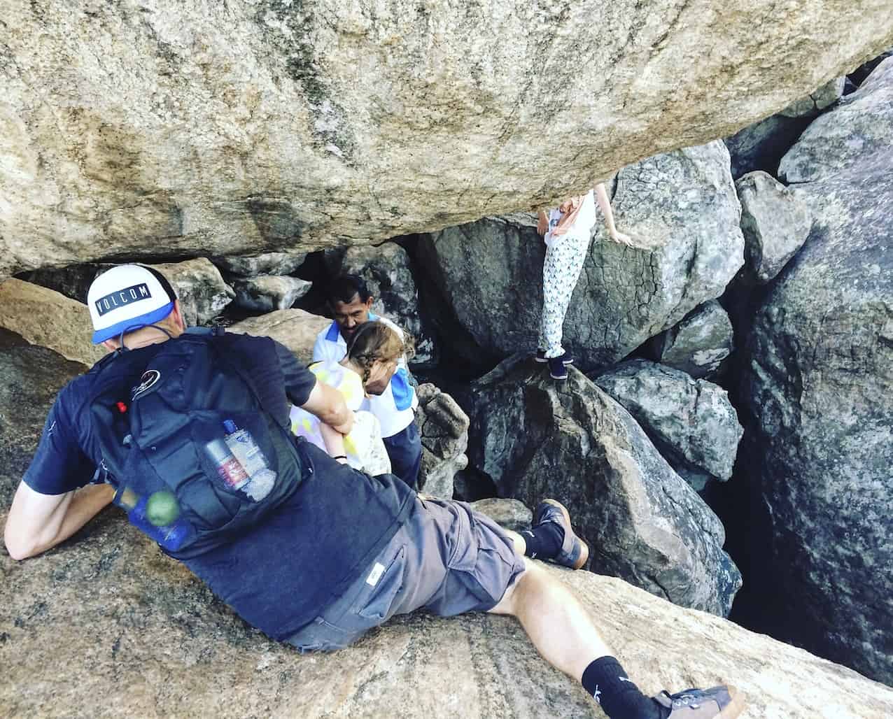 climbing down Pidurangala Rock