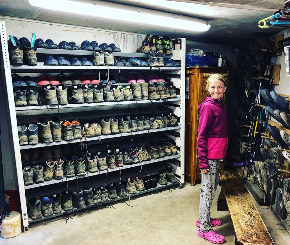 boot room on the tour du Mont Blanc